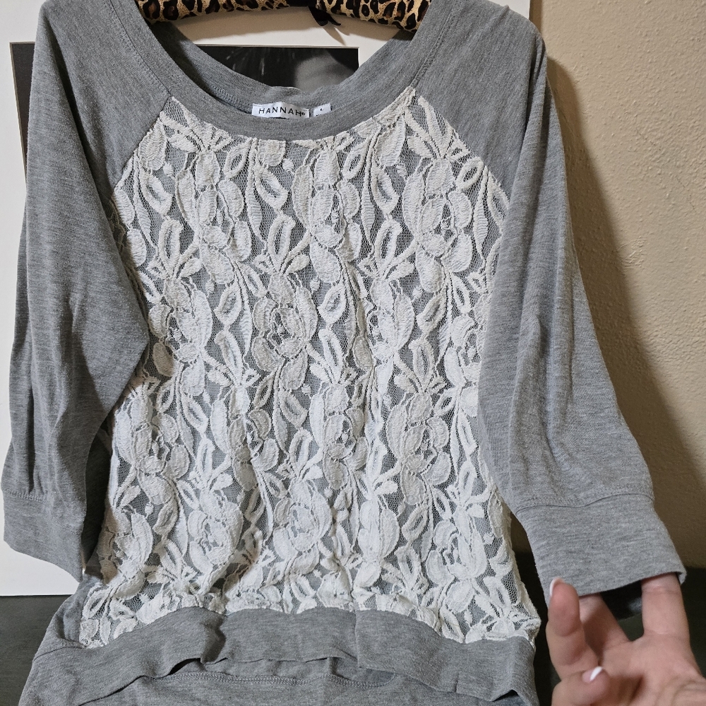 Women size L, half sleeve shirt, grey